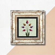 Lale Ebru Sanatı Taş Duvar Tablosu - Çerçeveli Taş Tablo - Dekoratif Duvar Sanatı - Modern Ev ve Ofis Duvar Dekoru T1-135