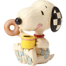 6001297 Jim Shore Peanuts Snoopy Donuts And Coffee Minyatür Heykelcik, 7,5 Cm, Çok Renkli