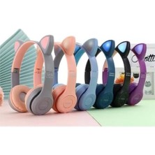Kedi Kulaklı Renkli Bluetooth Hd Ses Kaliteli Dahili Mikrofonlu Hafıza Kart Girişli 5.0 Wireless 6 Ayrı Renk Bluetooth Kulaklık (Mor)