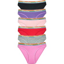 MiraLive 6 Adet Beli Renkli Lastik Pamuklu Kadın Slip Tutku Külot
