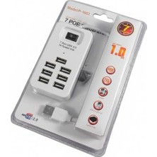 7 Port USB 2.0 Anahtarlı ve 1 Metre Kablolu Hub Çoklayıcı, USB 2.0 , 480 Mbps'e Kadar