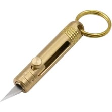 Mini Falçata Anahtarlık Bıçağı, Pirinç Sap, Çelik Bıçak, 40MM Kapalı Uzunluk, 51MM Açık Uzunluk, 11 Gram