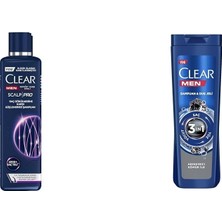 Clear Men Scalp Pro Saç Dökülmesine Karşı Güçlendirici Şampuan Kepeğe Karşı Etkili 300 Ml(1) Clear Men 3 In 1 Şampuan & Duş Jeli Arındırıcı Kömür Saç Yüz Vücut Için(2)