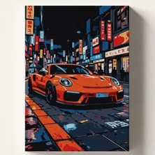 Die Grup Japon Porsche Temalı Sayılarla Boyama Seti, 50X70 cm