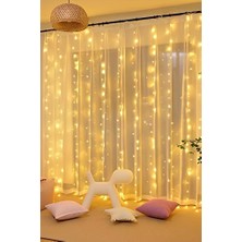 Renas Store Lw-7 300 Ledli 10 Sarkıt Perde LED Işık, 8 Modlu Uzaktan Kumandalı, 3x3 Metre Peri Telli LED
