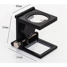 Renas Store 28X28 mm Katlanır Sayaçlı Metal Lüp, 2 LED Işıklı Büyüteç Tekstil TH9005A