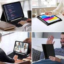 iPad 11.nesil A16 11INÇ/10.NESIL 10.9inç ile Uyumlu Kılıf Kablosuz Klavyeli Mobax Türkçe Klavye Siyah