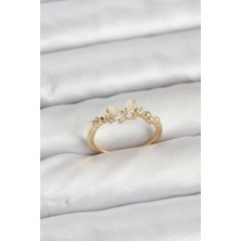Onba Kelebek Model Gold Renk Pirinç Kadın Yüzük 5886 - OB5009-3678