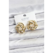 Onba Gold Renk Pirinç Keskin Sarmal Model Kadın Küpe 5886 - OB4461-3035