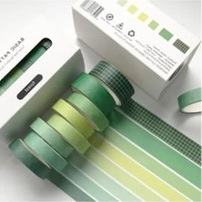 Die Grup Yeşil Temalı 7 Renkli Washi Bant, Sticky Note Seti