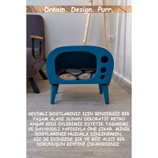HunCar El Işçiliği Retro Tv Görünümlü New Kedi Evi Turquoise