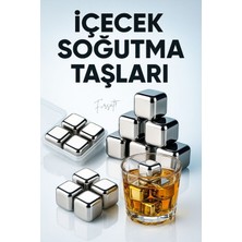 6 Adet Viski Soğutma Taşı Metal Viski Taşı Seti Paslanmaz Çelik Metal Buz Küpü Whiiskey Ice Stone