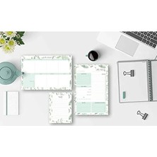 Die Grup 3'lü Yaprak Desenli Masaüstü Planlayıcı Seti