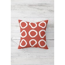 Pelangi Geometrik Desenli Çift Tarafı Baskılı Gizli Fermuarlı Yastık Kılıfı Kırlent Koltuk Yastık Kılıfı, Nar Çiçeği 45 x 45, 24691146745451
