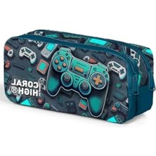 Die Grup Çocuklar Için Iki Bölmeli Kalem Çantası, Gamer Desenli