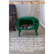 HunCar El Yapımı Dekoratif Ahşap Tv New Kedi Evi Mint Green