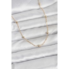 Onba cm 14K Gold Renk Pirinç Top Zincirli 60 cm Kadın Kolye 5886 - OB6704-1891