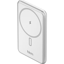 Mag Lıte 5.000 Mah 20W Magsafe Uyumlu Manyetik Kablosuz Powerbank, Ultra Ince, Gümüş Renk
