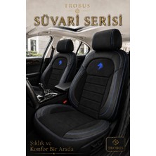 Trobus Ford Fusion 2005-2012 Uyumlu Süvari Serisi 2+1 Ticari Tay Tüyü Siyah Mavi Koltuk Kılıfı