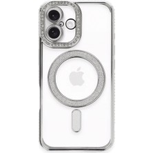 Renas Store Iphone 16 Kılıf Joke Simli Magneticsafe Kılıf - Gümüş