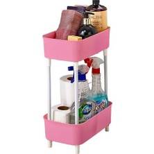 Çok Amaçlı 2 Katlı Dolap Içi Düzenleyici, Banyo Mutfak Organizer Raf (Pembe)
