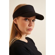 Şapkadan Unisex UV Koruyucu Siyah Vizör Kasket Tenis Şapka  Pamuk