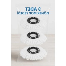 Die Grup Mikrofiber Döner Mop Yedeği, 3'lü Set ile Temizlikte Kolaylık