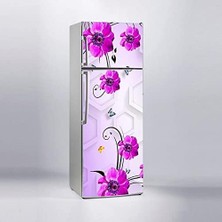 Buzdolabı Kaplama Dolap Kaplama Etiketi 3D Altigen Mor Çiçek