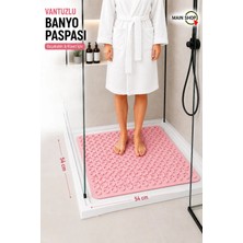 MAİN SHOP Kare Masajlı Silikon Banyo & Duş Kaydırmazı Pembe Renk M-150