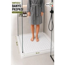 MAİN SHOP Kare Masajlı Silikon Banyo & Duş Kaydırmazı Beyaz Renk M-150