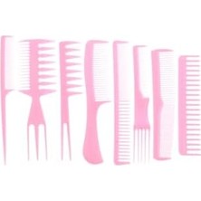 Taşınabilir Kuaför Çantası, Renkli, 8 Parça Saç Tarağı Seti, Profesyonel Ürün, Saç Tarak Seti (Pembe)