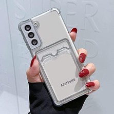 Galaxy S22 Ile Uyumlu Transparent Pulisic Kartlıklı Darbe Emici -Absorbing Kartvizit Bölmeli Transparent Görünümlü Card Antişok Kılıf, Şeffaf