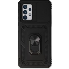 Renas Store Galaxy A72 Kılıf Pars Lens Yüzüklü Silikon - Siyah
