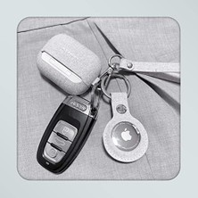 Momax Airtag Kılıf Tutucu Anahtarlık Halka Minimalizm Kanvas Pu Deri Toz Geçirmez (1 Paket)