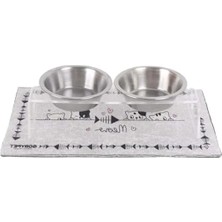 Die Grup Kedi ve Köpek Mama ve Su Kabı, Çift Hazneli Pleksi Set