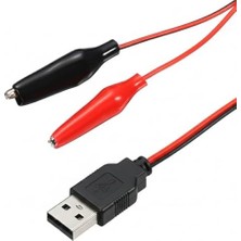 USB Erkek - Küçük Krokodil Uçlu 5V 2A Test Kablosu 60 cm