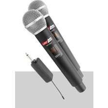 SXC-1099E Şarjlı Çiftli El Telsiz Kablosuz Mikrofon Uhf
