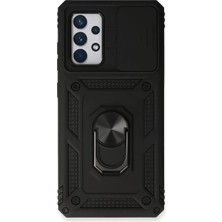 Renas Store Galaxy A73 5g Kılıf Pars Lens Yüzüklü Silikon - Siyah
