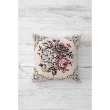 Omrs Store Pelangi Gül Buketi Desenli Çift Tarafı Baskılı Gizli Fermuarlı Yastık Kılıfı Kırlent Koltuk Yastık Kılıfı, Krem 45 x 45