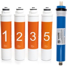 Watermanya Waterlife Uyumlu Tak Çevir Su Arıtma Filtre Seti 5 Aşamalı Tam Takım (Vontron 75 Gpd Membran Dahil)