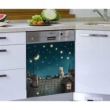 Omrs Store Bulaşık Makinesi Kaplama Beyaz Eşya Kaplama Gece Kedi