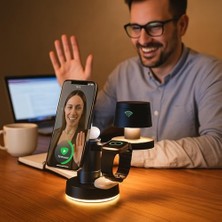 Omrs Store Manyetik 4’ü 1 Arada Şarj Istasyonu – Telefon, Saat, Kulaklık ve Gece Lambası Özelliğiyle Şık ve Pratik Tasarım, Hızlı Şarj, Uyumlu Stand