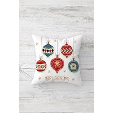 Omrs Store Pelangi Yılbaşı Topları Yeni Yıl Süs Çift Taraflı Gizli Fermuarlı Yastık Kılıfı Kırlent Koltuk Yastık Kılıfı, Beyaz 45 x 45