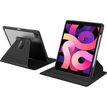 Omrs Store iPad 9. Nesil 10.2" ile Uyumlu Kılıf Şeffaf Dönebilen Kalem Bölmeli A2602 A2603 A2604 A2605 Siyah