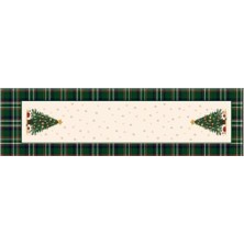 Omrs Store Yılbaşı Temalı Dijital Baskılı Runner Örtüsü Christmas Yeşil 40X140 cm