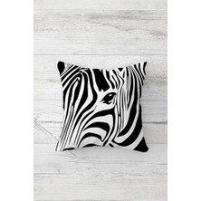 Omrs Store Pelangi Zebra ve Zebra Çizgili Kombin Gizli Fermuarlı Kırlent Kılıfı Koltuk Yastık Kılıfı TAKIM(4ADET), Siyah-Beyaz 45 x 45