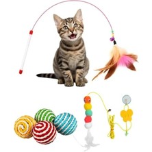 Die Grup Interaktif Kedi Oyuncağı Seti, 3 Parça (Peluş, Oyun Oltası, Ip Sarmalı Oyun Topu)