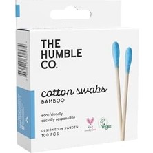 Omrs Store The Humble Co. - Humble Brush Swabs - Blue, Bambu Kulak Çubuğu Mavi, Çevre Dostu Pamuklu Kulak Çubukları, Plastik Içermeyen Ambalaj, Doğal Renkli Pamuktan Kulak Çubukları
