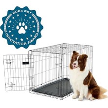 Tech Butiq Carlson Pet Products Güvenli ve Katlanabilir Tek Kapılı Metal Köpek Kasası, Orta