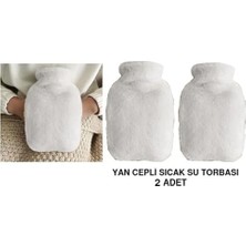 Omrs Store Sıcak Su Torbası 2 Adet,yan Cepli Beyaz Peluş Termofor 27X17X2CM 750ML